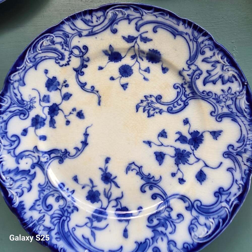 W. H. Grindley Marie Flow Blue Dinner Plate